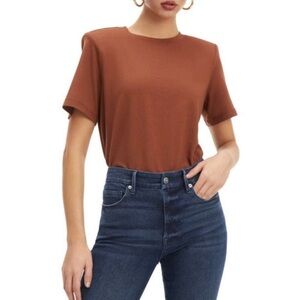 Good American Strong Shoulder Tee in Tortoise Shell